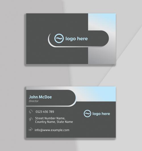 Modern Business Card with Gradient Light Blue and Grey Accents