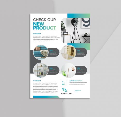 Product Flyer with Gradient Blue and Grey Accents