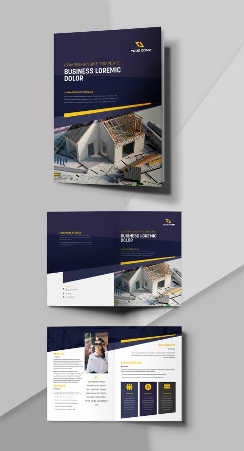 Corporate Bifold Brochure with Dark Blue Accents