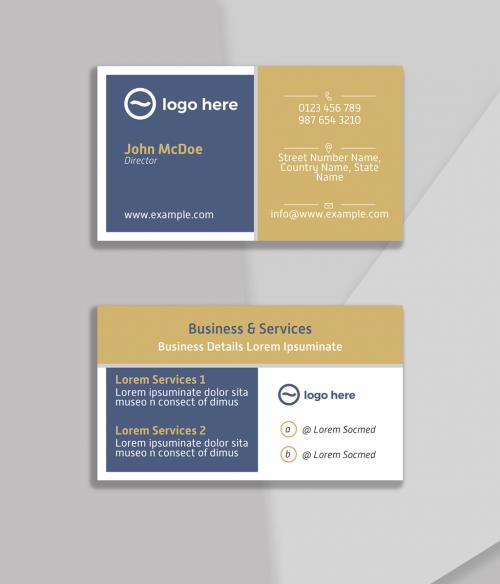 Business Card with Blue and Brown Accents