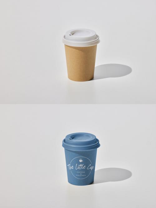 Paper Cup Mockup on White Background with Lid