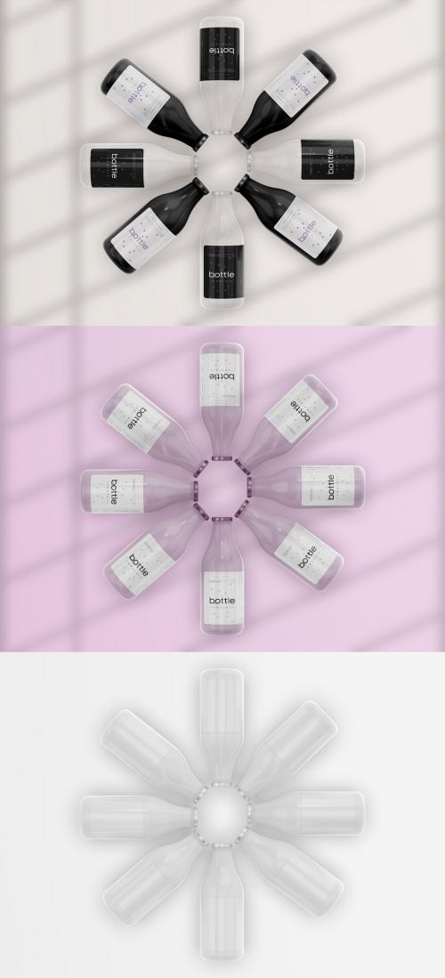 3D Glass Bottles Mockup