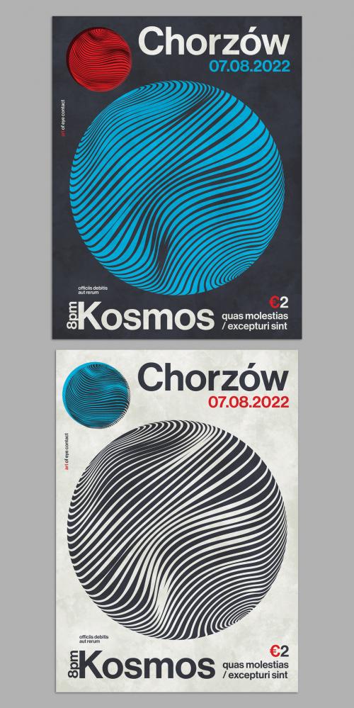 Swiss Poster Design Layout with Striped Circles