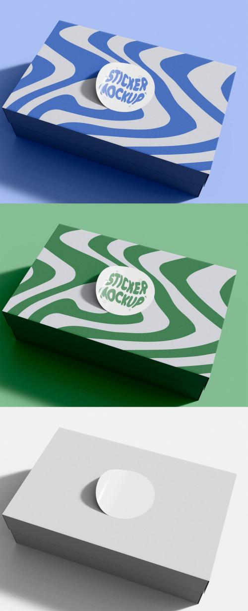 Adhesive Stickers on Box Branding Mockup