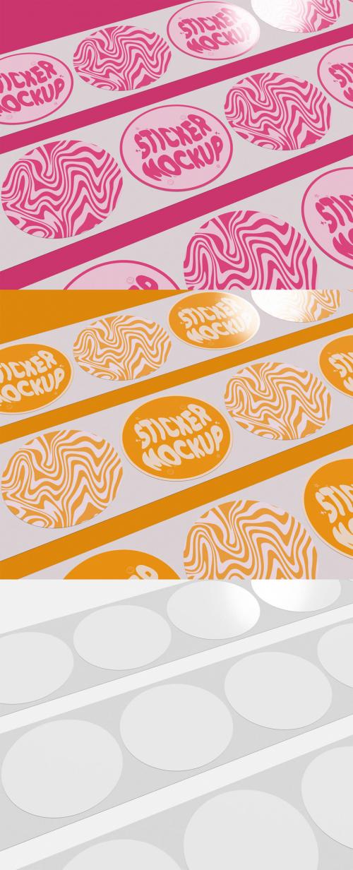 Set of Adhesive Sticker Mockup