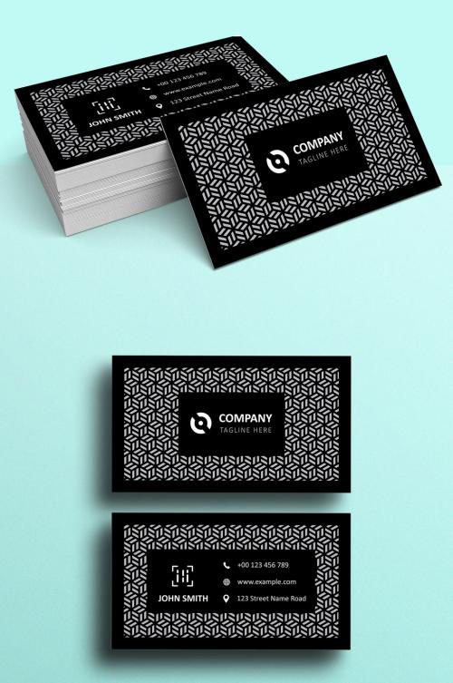 Minimal Business Card Layout with Black Accents