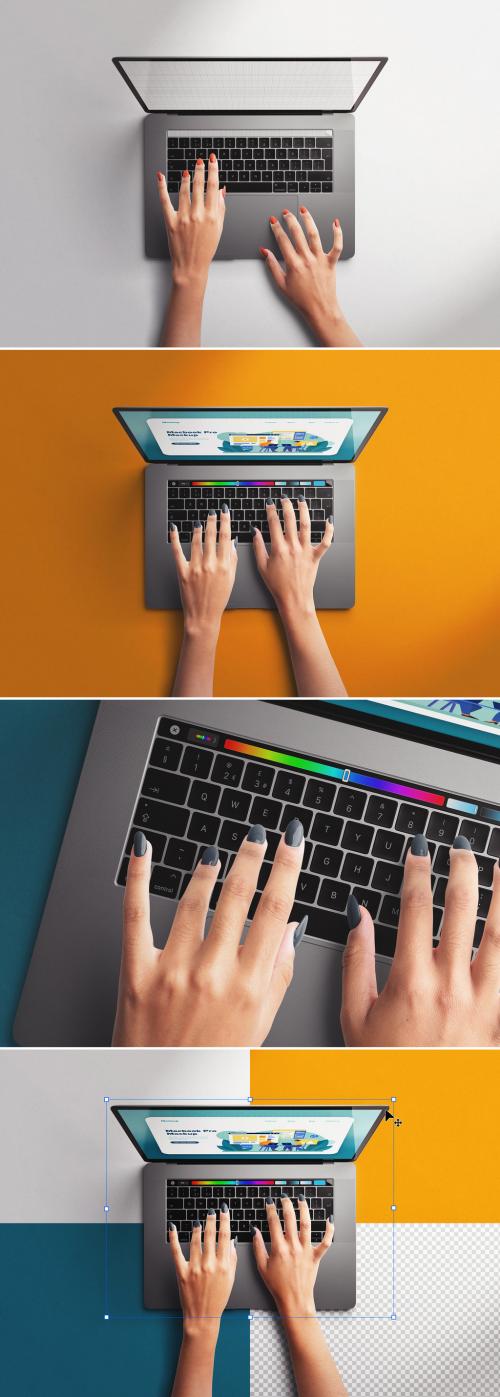 Hands Typing on MacBook Laptop Mockup