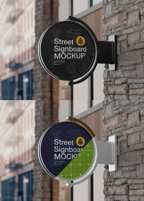 Street Signboard Wall Mockup