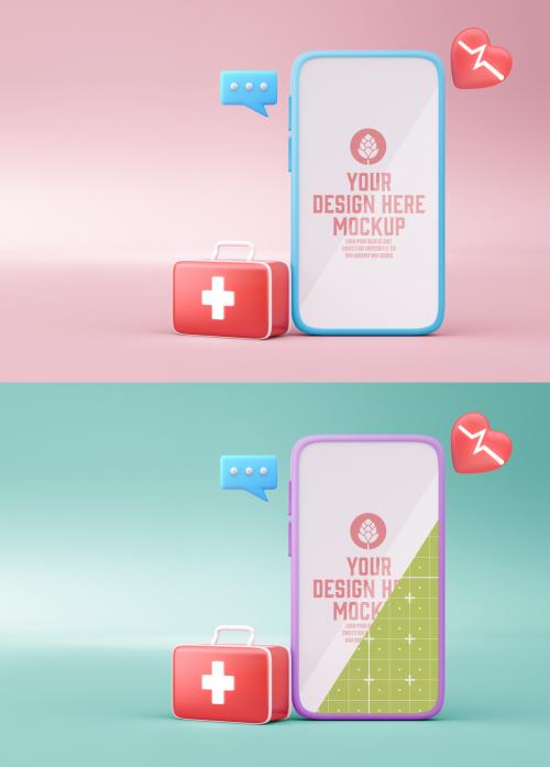 Medical 3D Concept with Mobile Mockup