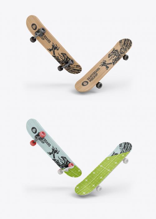 Wooden Skateboard Mockup