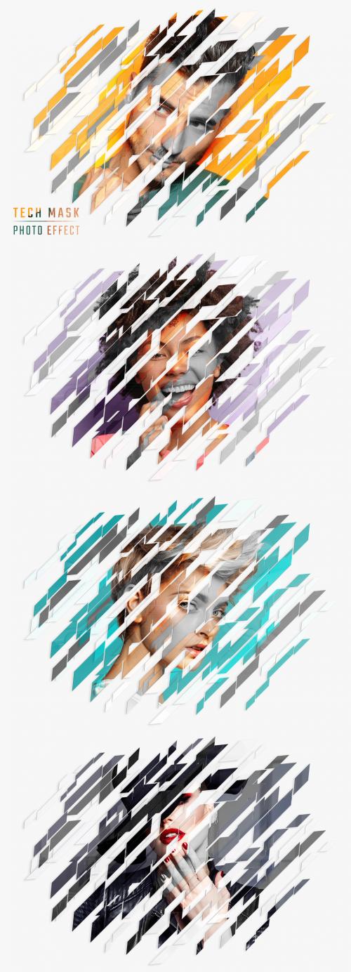 Geometrical Stroke Mask Portrait Photo Effect Mockup