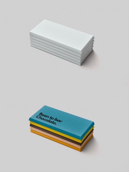 Stack of Five Chocolate Bar Wrapper Mockup