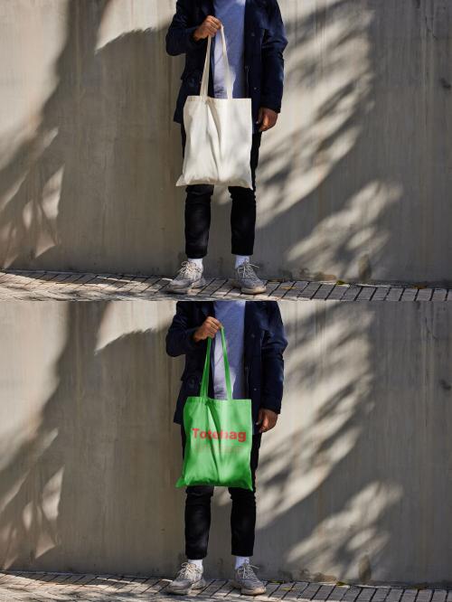 Man With Tote Bag With Custom Color