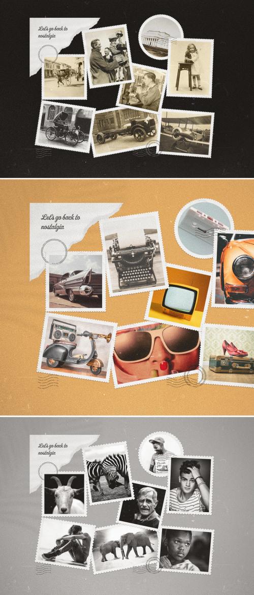 Postage Stamp Photo Collage Mockup