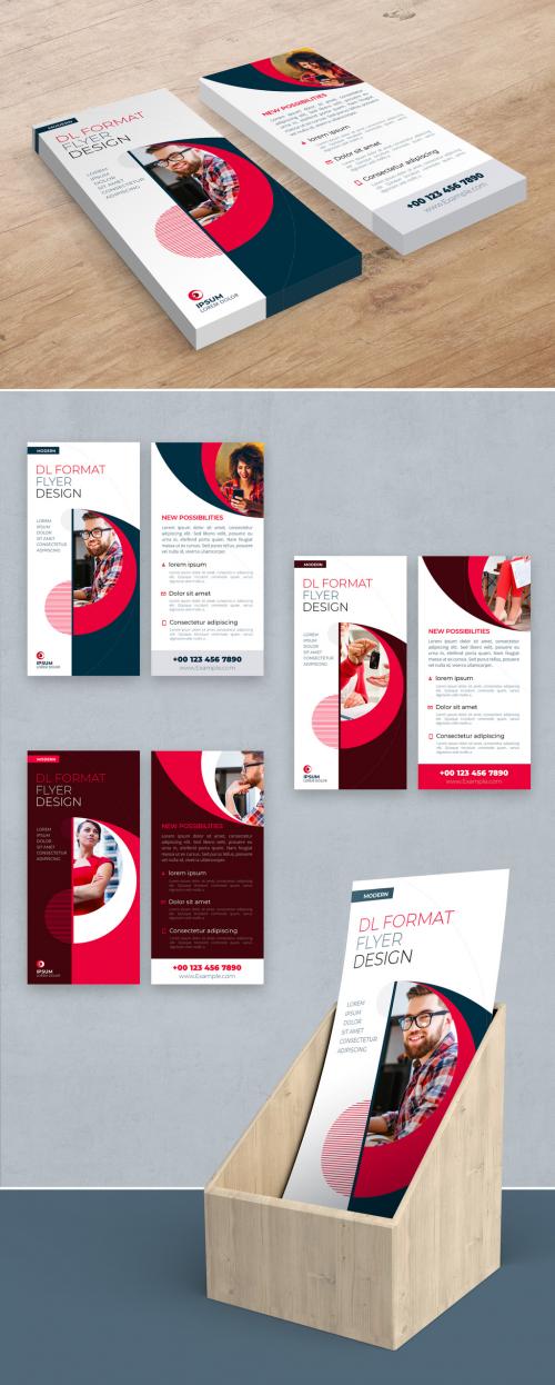 Business Dl Flyer Layout with Red Circle Elements