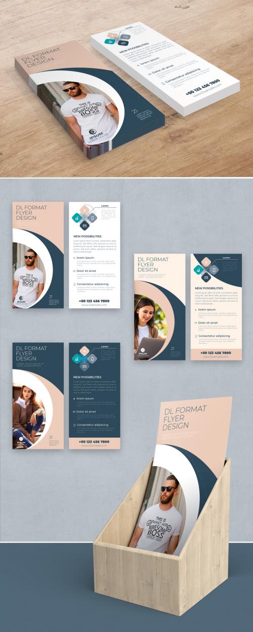 Dl Flyer Layout with Peach and Blue Circle Elements