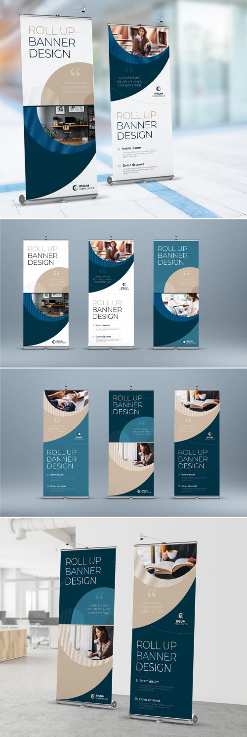 Business Roll Up Banner Layout with Soft Circle Elements
