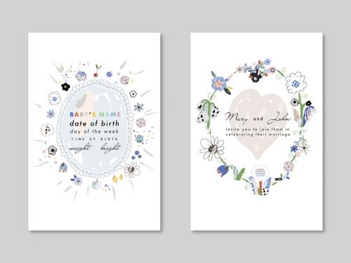 Set of Floral Cards Layout