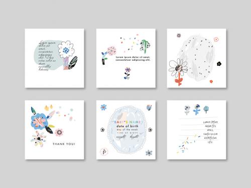 Set of Floral Cards Layout