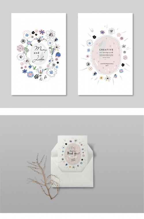 Set of Floral Cards Layout