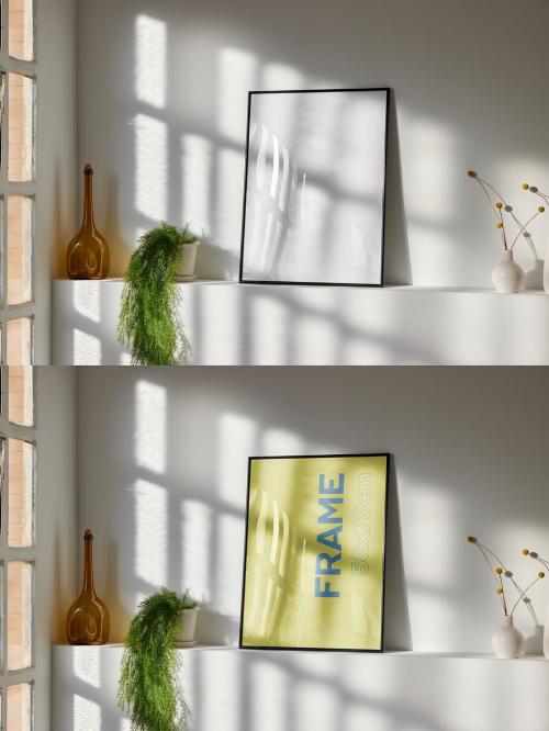 Big Picture Frame Mockup With Window Light