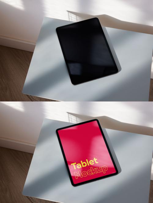 Tablet Mockup on a Side Table With Natural Light