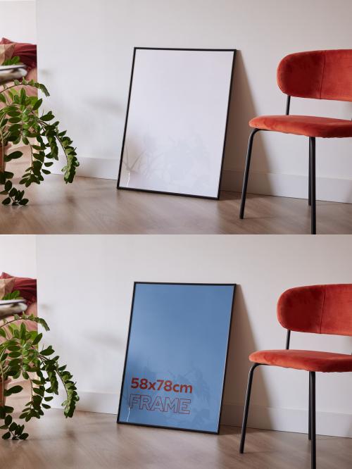Big Frame Mockup Leaning on a Wall at Home