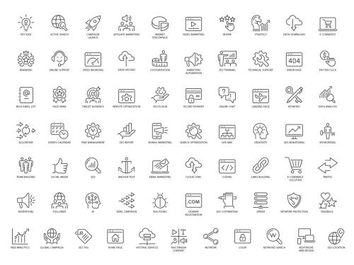 Seo Outline Icons Set