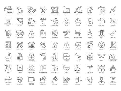 Construction Outline Icons Set