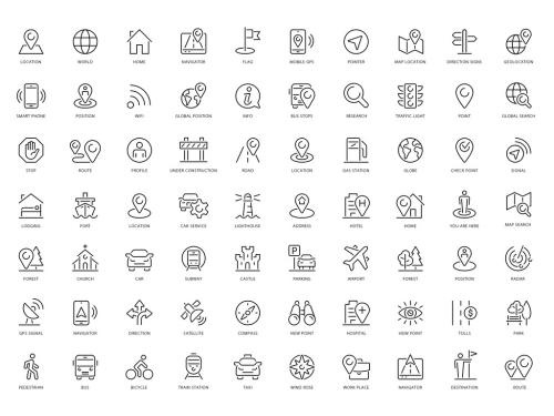 Navigation Outline Icons Set