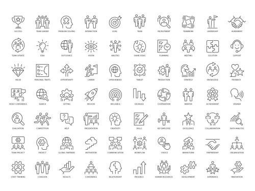 Teamwork Outline Icons Set