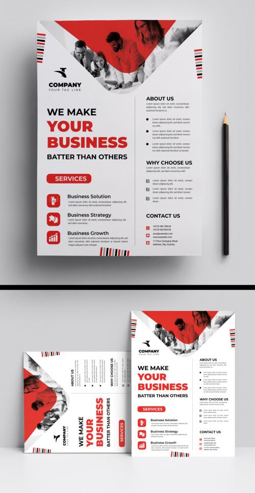 Corporate Business Flyer Templates with Red Accents