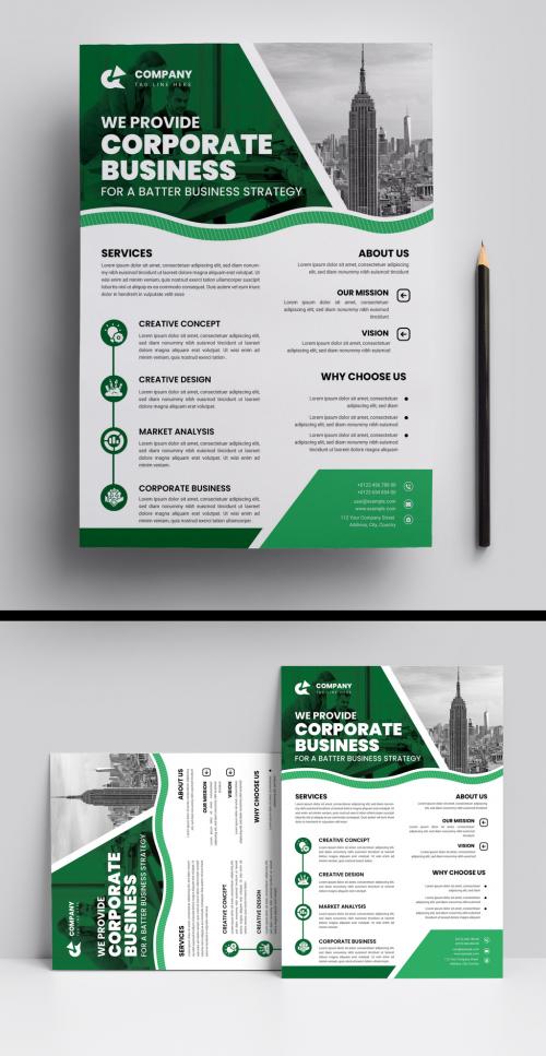 Business Flyer Layout with Colorful Accents