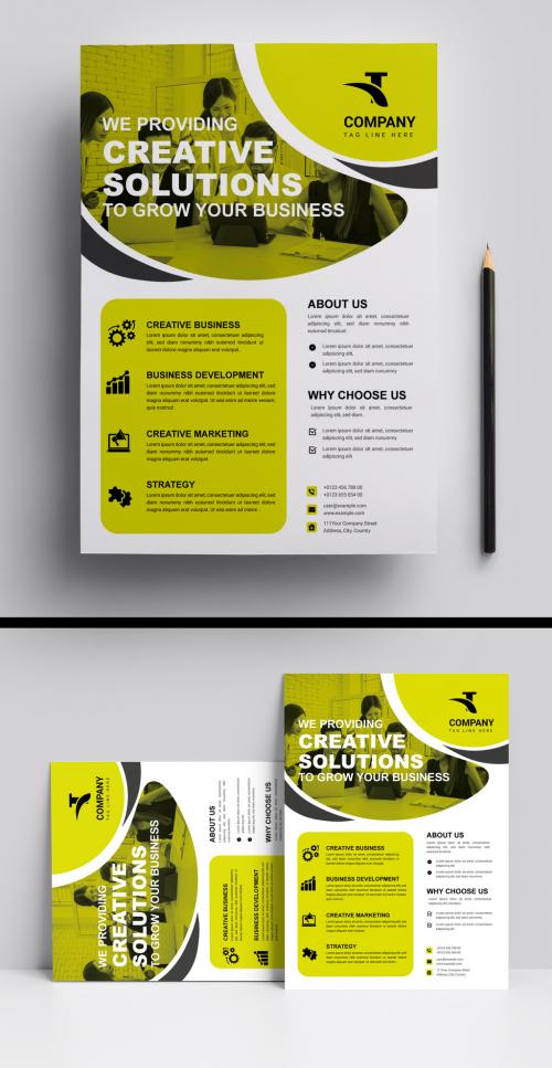 Business Flyer Layout with Green Circle Elements