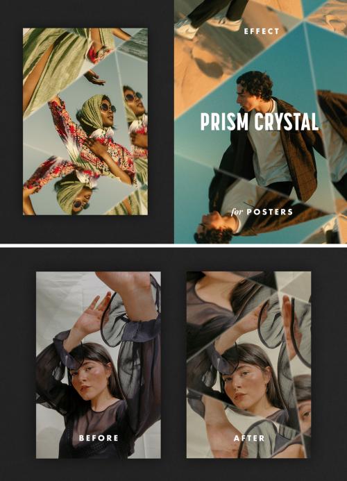 Prism Crystal Poster Photo Effect Mockup