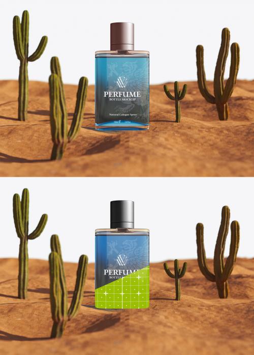 Clear Glass Perfume Bottle Scene Mockup