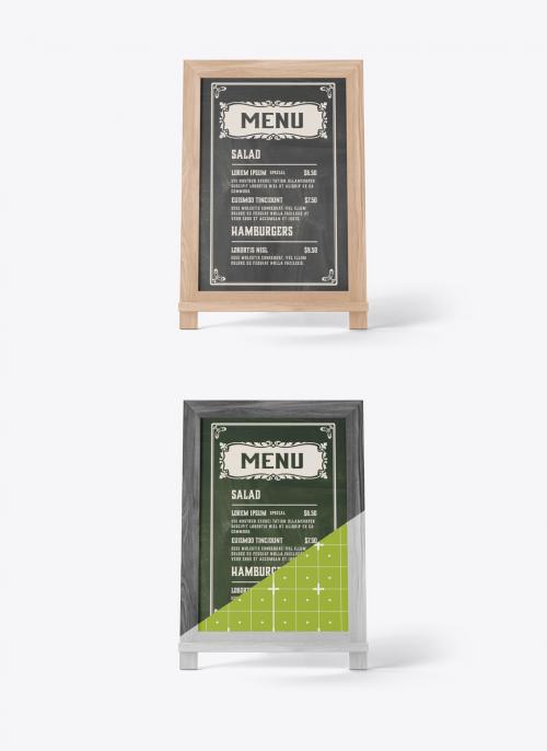 Wooden Street Menu Board Mockup