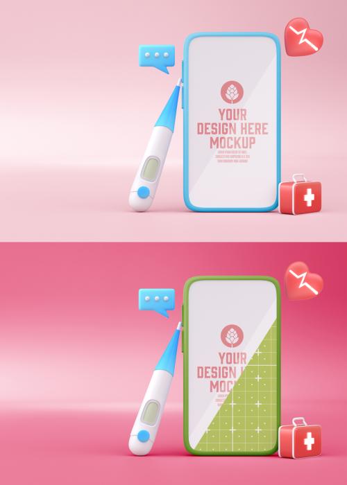 Medical 3D Concept with Mobile Mockup