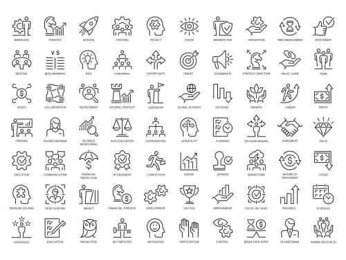 Management Concepts Outline Icons Set