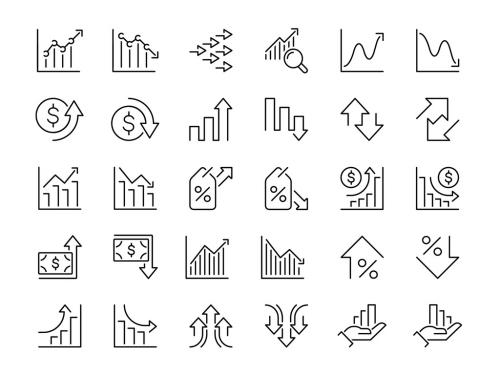 Increase-Decrease Concepts Outline Icons Set