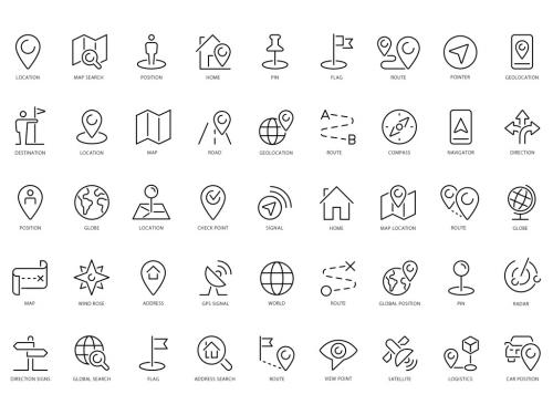 Location Outline Icons Set