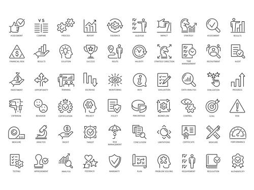 Assessment Concepts Outline Icons Set