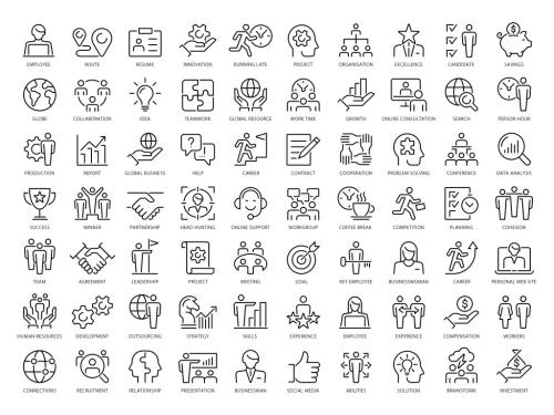 Business People Outline Icons Set