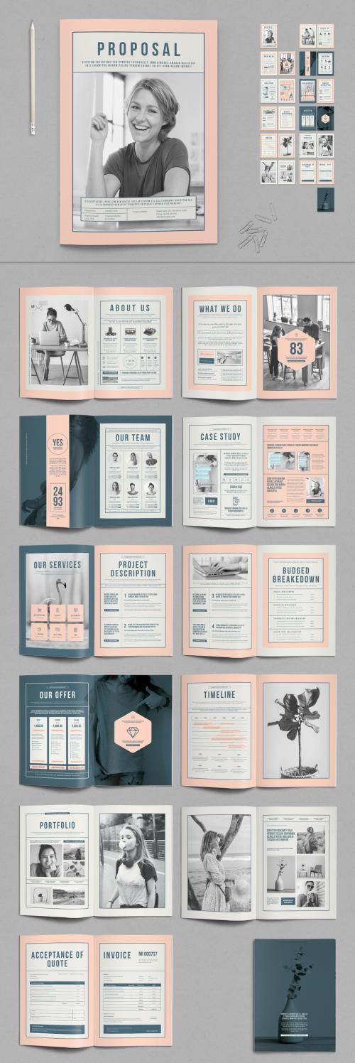 Business Proposal Template with Pale Peach and Dark Blue Elements