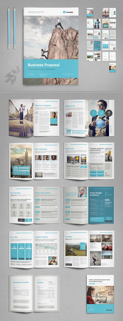 Business Proposal in Light Colors with Cyan and Blue Elements