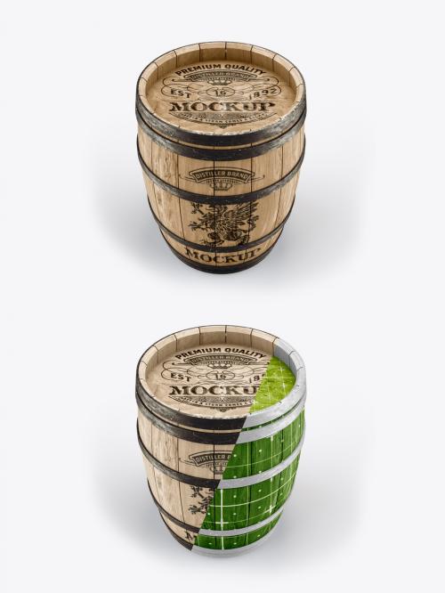 Wooden Barrel Mockup