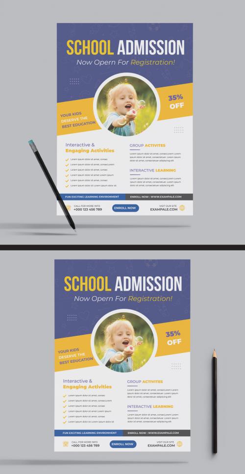 School Admission Flyer with Orange Accent