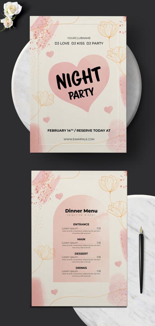 Valentine Dinner Food Menu Design Layout