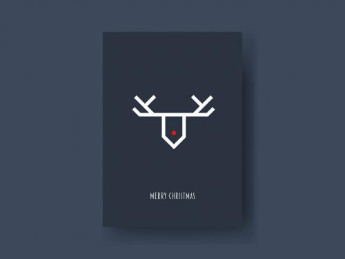 Minimal Design Reindeer Christmas Card