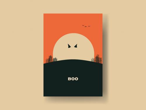 Halloween Moon Ghost Card